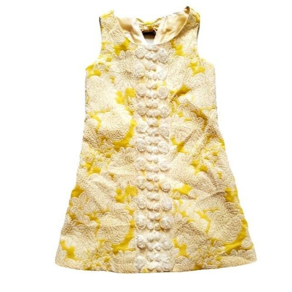 Iris & Ivy Toddler Girls Yellow Embroidered Lace Bow Sleeveless A-Line Dress 4T - Picture 2 of 15
